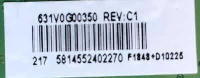 KIT DE TARJETAS PARA TV TOSHIBA MAIN 631V0G00350 / VTV-L55731 / FUENTE PK101W1700I / FSP117-4FS02 / T-CON 55.43T10.C03 / 55T32-C0F CTRL BD  / 5543T10C03 / PANEL K430WDRD-UF300AA / MODELO TF-43A810U21  - Imagen 3